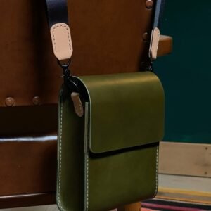 Giramondo Leather Crossbody Bag - Olive / Natural